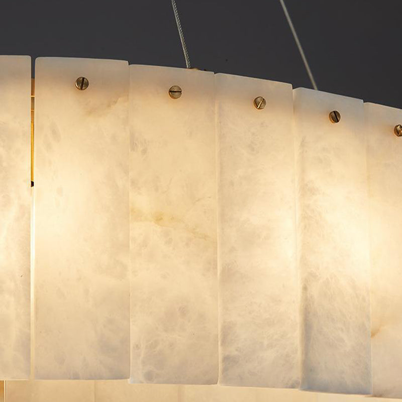 Contemporary Nordic Marble Copper Elliptical 14-Light Chandeliers Island Light For Living Room
