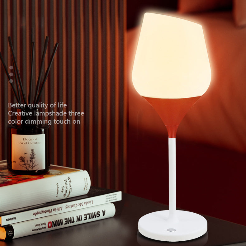 Contemporary Creative Rechargeable PMMA Aluminum Silica Wine Cup LED Table Lamp For Dining Room