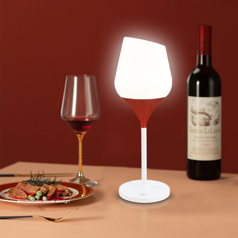Contemporary Creative Rechargeable PMMA Aluminum Silica Wine Cup LED Table Lamp For Dining Room