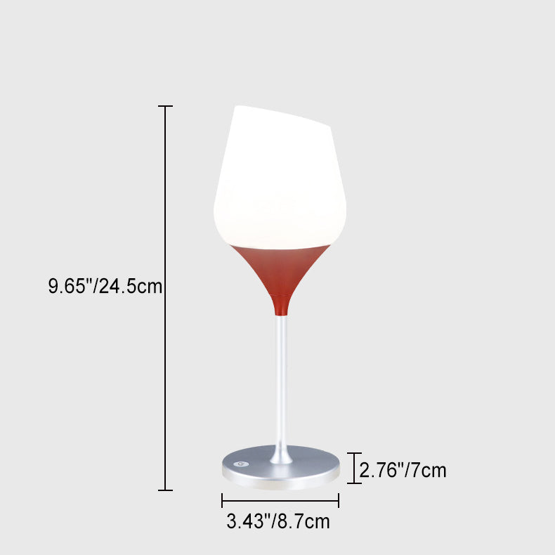 Contemporary Creative Rechargeable PMMA Aluminum Silica Wine Cup LED Table Lamp For Dining Room