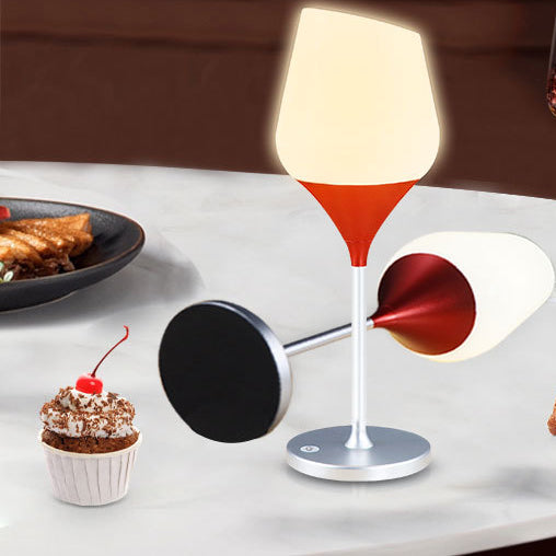 Contemporary Creative Rechargeable PMMA Aluminum Silica Wine Cup LED Table Lamp For Dining Room