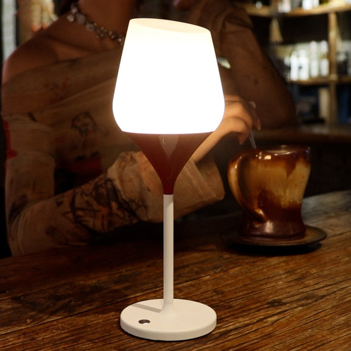 Contemporary Creative Rechargeable PMMA Aluminum Silica Wine Cup LED Table Lamp For Dining Room