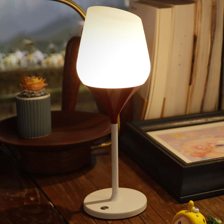 Contemporary Creative Rechargeable PMMA Aluminum Silica Wine Cup LED Table Lamp For Dining Room
