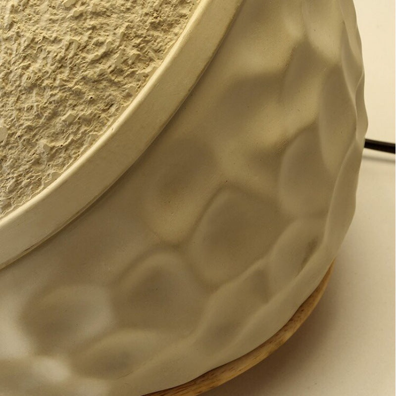 Traditional Vintage Cement Fabric Conic Flower Carved Pot 1-Light Table Lamp For Bedside