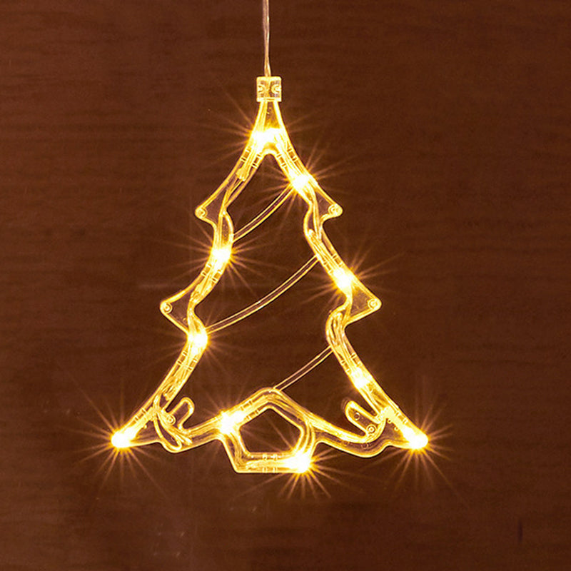 モダンアールデコ調 電池式 PVC クリスマスツリー 鹿 ベル 雪だるま デコレーション LED 壁付け照明 吸盤ライト 寝室用