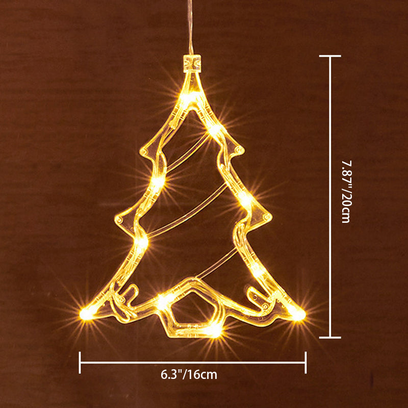 モダンアールデコ調 電池式 PVC クリスマスツリー 鹿 ベル 雪だるま デコレーション LED 壁付け照明 吸盤ライト 寝室用