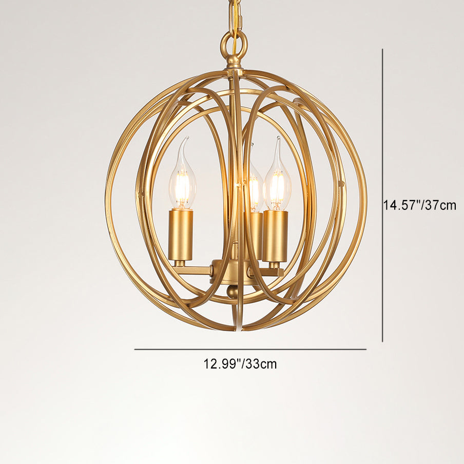 Modern Mid-century Iron Ball Candle 3-Light Chandeliers For Dining Room