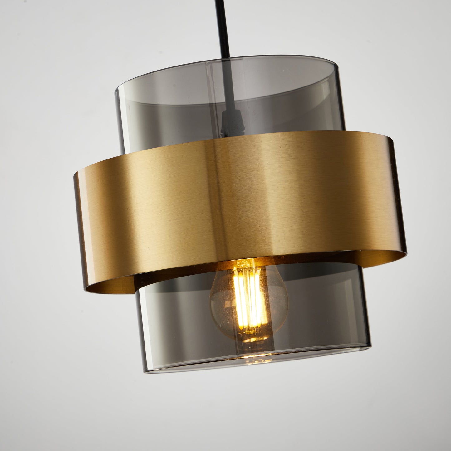 Contemporary Scandinavian Iron Glass Cylinder 1-Light Pendant Light For Bedside