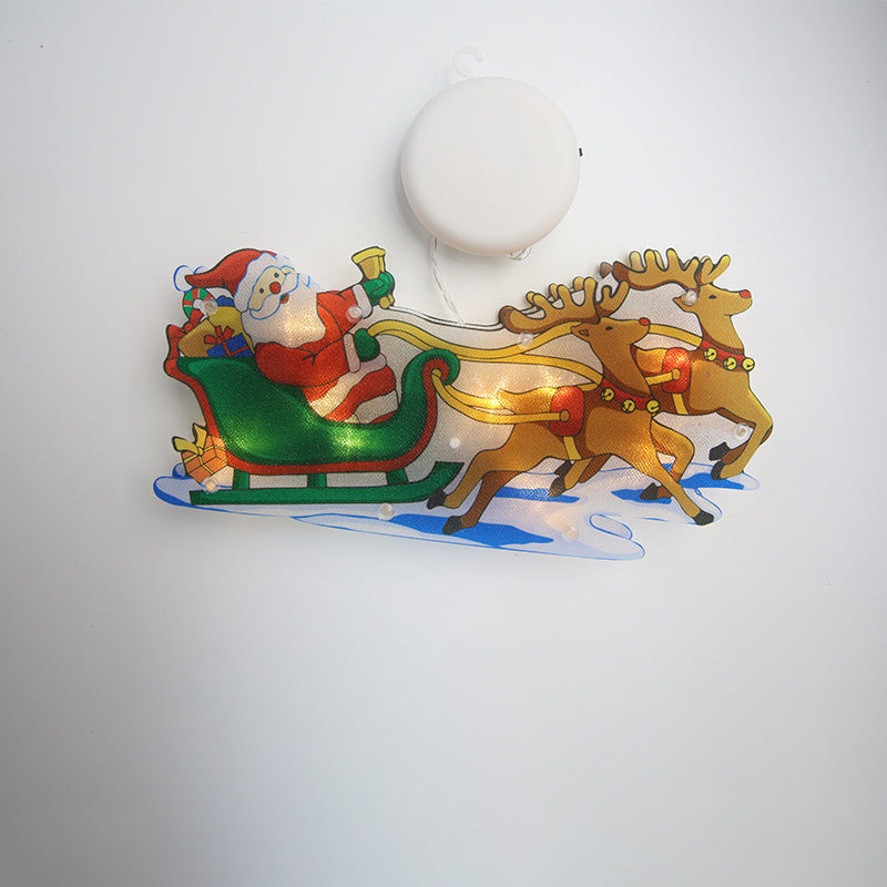 Modern Art Deco Waterproof Battery PVC Christmas Tree Santa Deer Decoration Suction LED Wall Sconce Lamp For Entertainment Room
