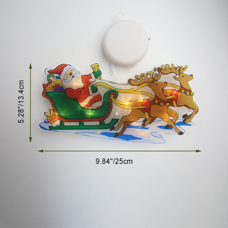 Modern Art Deco Waterproof Battery PVC Christmas Tree Santa Deer Decoration Suction LED Wall Sconce Lamp For Entertainment Room
