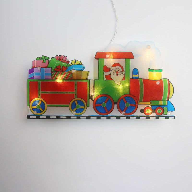 Modern Art Deco Waterproof Battery PVC Christmas Tree Santa Deer Decoration Suction LED Wall Sconce Lamp For Entertainment Room