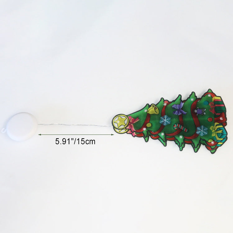 Modern Art Deco Waterproof Battery PVC Christmas Tree Santa Deer Decoration Suction LED Wall Sconce Lamp For Entertainment Room