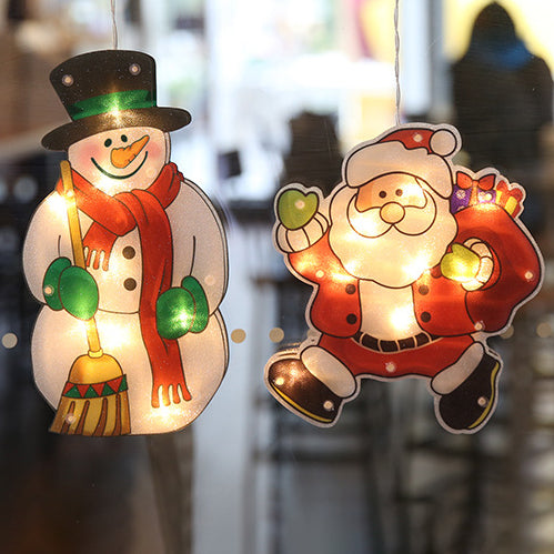 Modern Art Deco Waterproof Battery PVC Christmas Tree Santa Deer Decoration Suction LED Wall Sconce Lamp For Entertainment Room