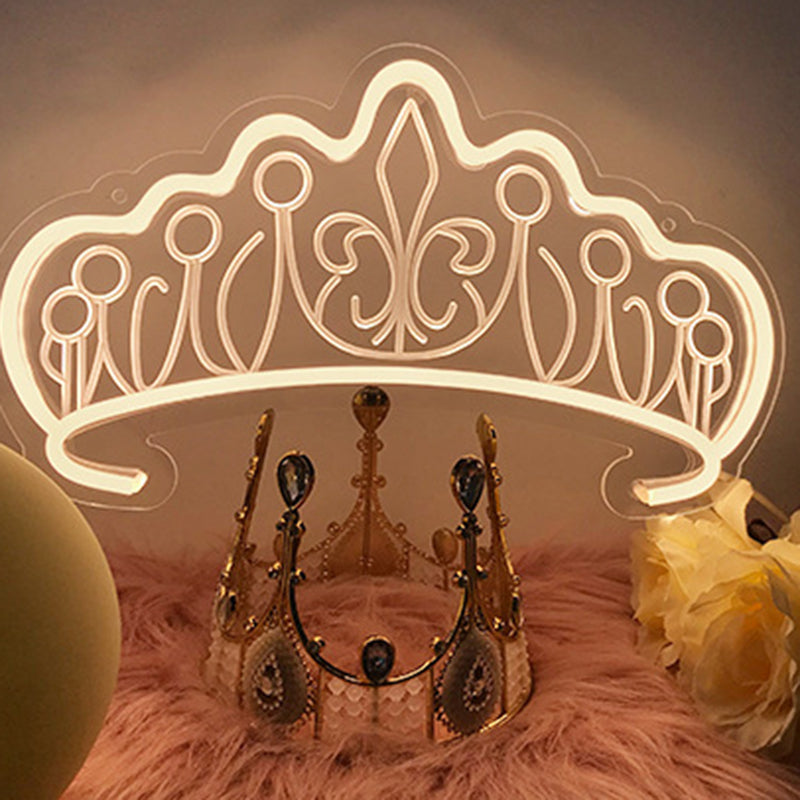 Modern Art Deco Silica Acrylic Crown LED Table Lamp Neon Lighting For Bedroom