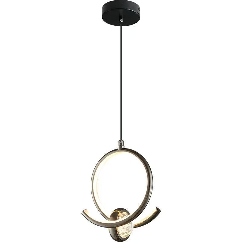 Contemporary Nordic Aluminum Crystal Circle Bubble LED Pendant Light For Bedside