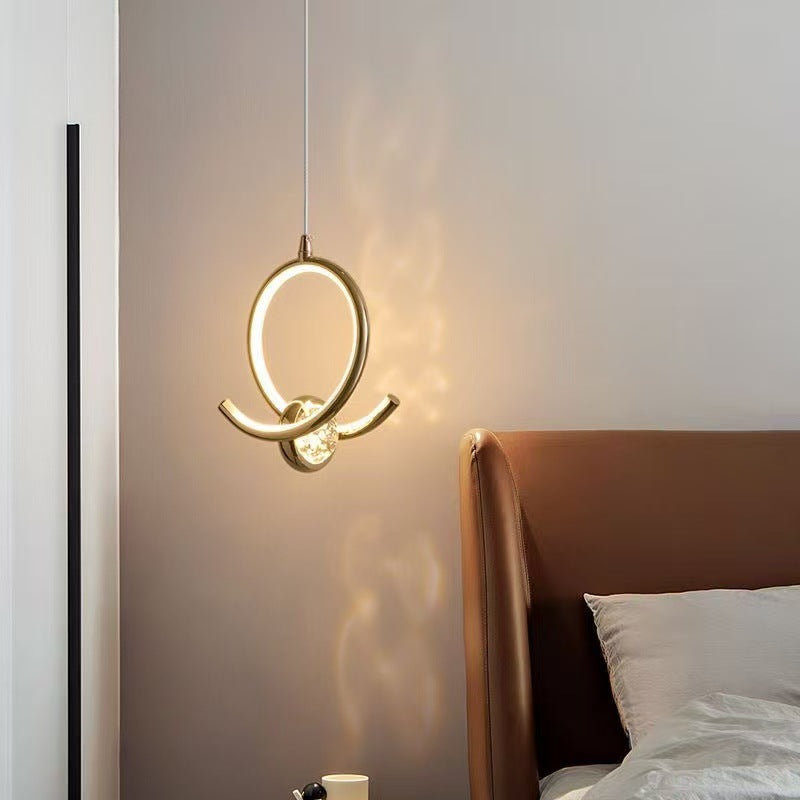 Contemporary Nordic Aluminum Crystal Circle Bubble LED Pendant Light For Bedside