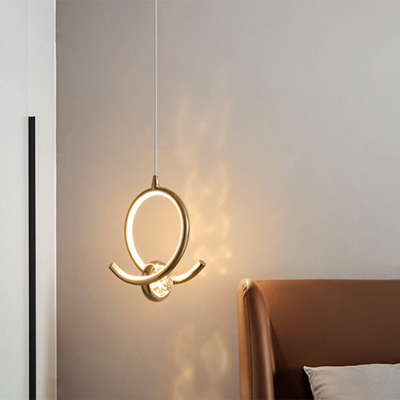 Contemporary Nordic Aluminum Crystal Circle Bubble LED Pendant Light For Bedside