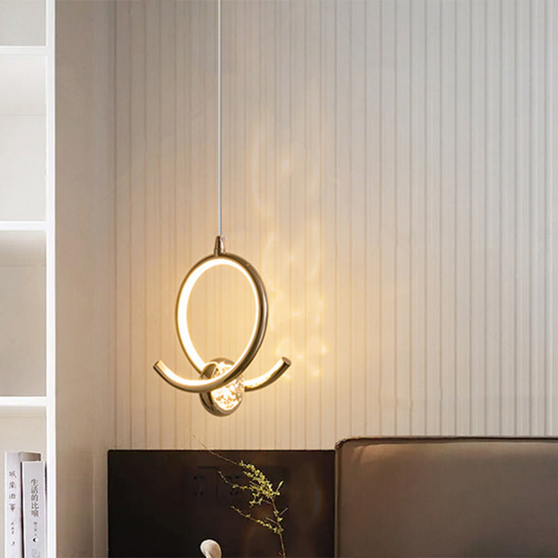 Contemporary Nordic Aluminum Crystal Circle Bubble LED Pendant Light For Bedside