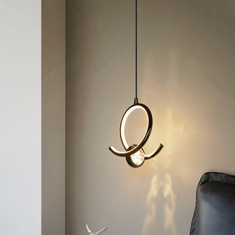 Contemporary Nordic Aluminum Crystal Circle Bubble LED Pendant Light For Bedside