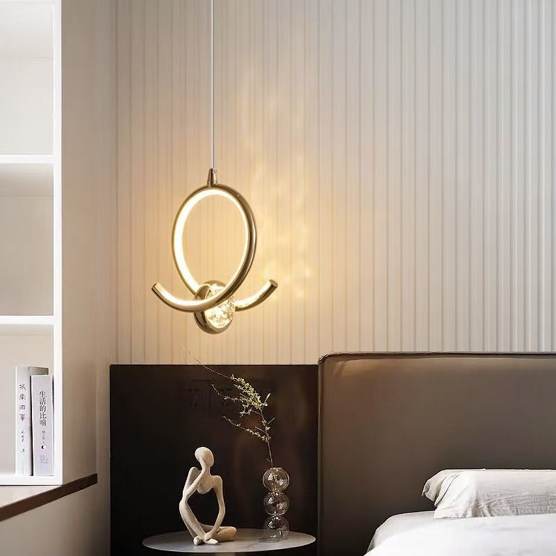 Contemporary Nordic Aluminum Crystal Circle Bubble LED Pendant Light For Bedside