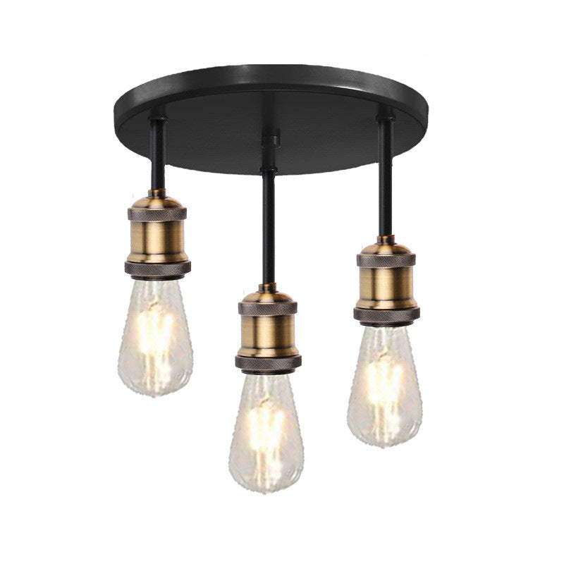 Contemporary Industrial Iron Bulb 1/3 Light Semi-Flush Mount Ceiling Light For Dining Room