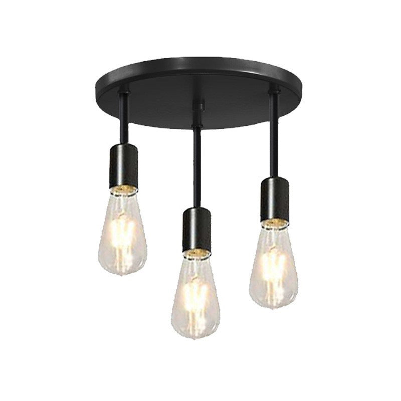 Contemporary Industrial Iron Bulb 1/3 Light Semi-Flush Mount Ceiling Light For Dining Room