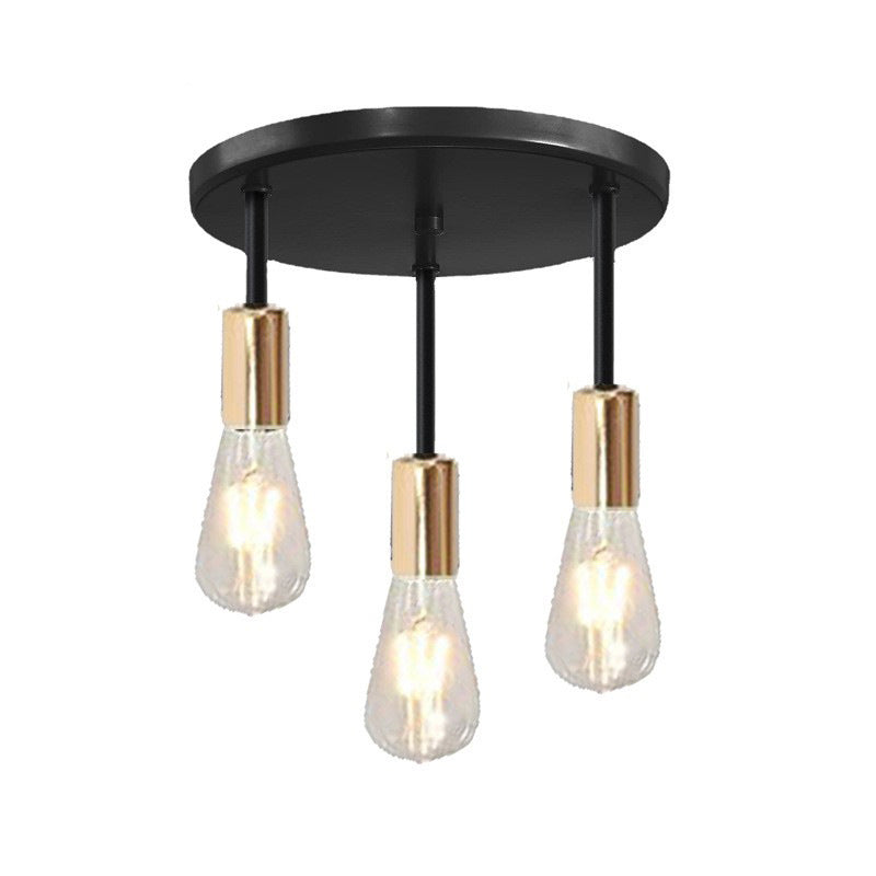 Contemporary Industrial Iron Bulb 1/3 Light Semi-Flush Mount Ceiling Light For Dining Room