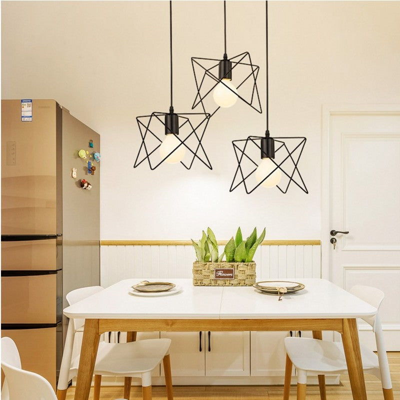 Contemporary Scandinavian Star Cage Iron 1/3 Light Pendant Light For Dining Room
