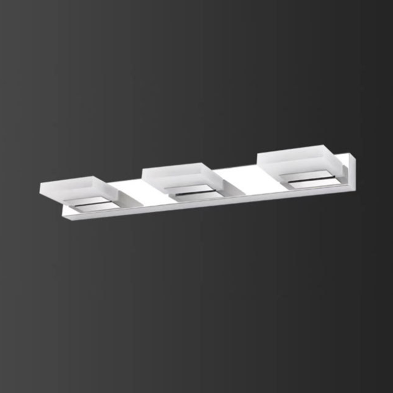 مصباح حائط LED مربع الشكل مصنوع من الفولاذ المقاوم للصدأ والأكريليك بتصميم بسيط وعصري لإضاءة الحمام