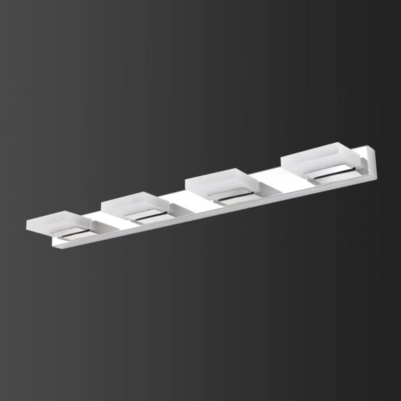 مصباح حائط LED مربع الشكل مصنوع من الفولاذ المقاوم للصدأ والأكريليك بتصميم بسيط وعصري لإضاءة الحمام