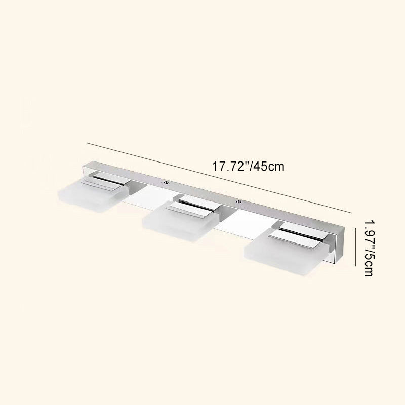مصباح حائط LED مربع الشكل مصنوع من الفولاذ المقاوم للصدأ والأكريليك بتصميم بسيط وعصري لإضاءة الحمام
