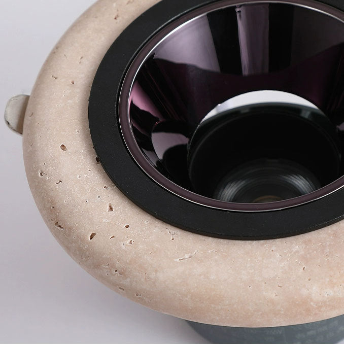 Traditional Japanese Travertine Aluminum Round LED Flush Mount Ceiling Light Recessed Lighting For Living Room