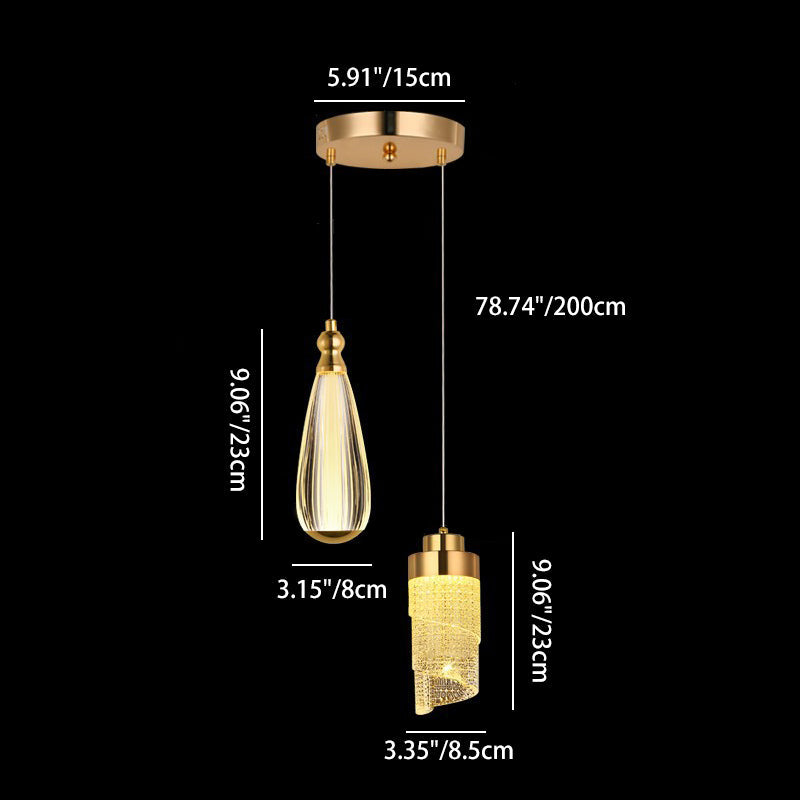 Modern Luxury Hardware Aluminum Acrylic Drop Torch LED Pendant Light For Bedside