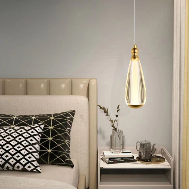 Modern Luxury Hardware Aluminum Acrylic Drop Torch LED Pendant Light For Bedside