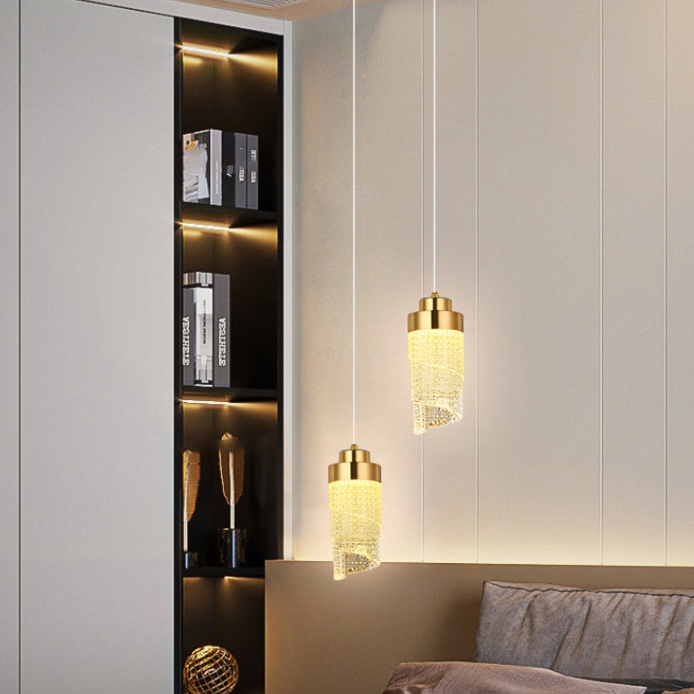 Modern Luxury Hardware Aluminum Acrylic Drop Torch LED Pendant Light For Bedside