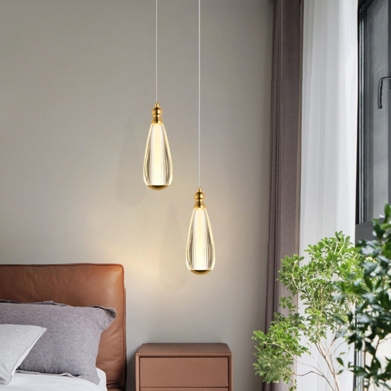 Modern Luxury Hardware Aluminum Acrylic Drop Torch LED Pendant Light For Bedside
