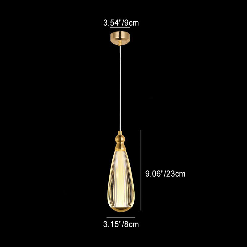 Modern Luxury Hardware Aluminum Acrylic Drop Torch LED Pendant Light For Bedside