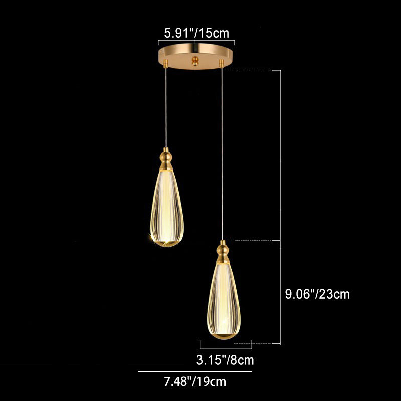 Modern Luxury Hardware Aluminum Acrylic Drop Torch LED Pendant Light For Bedside