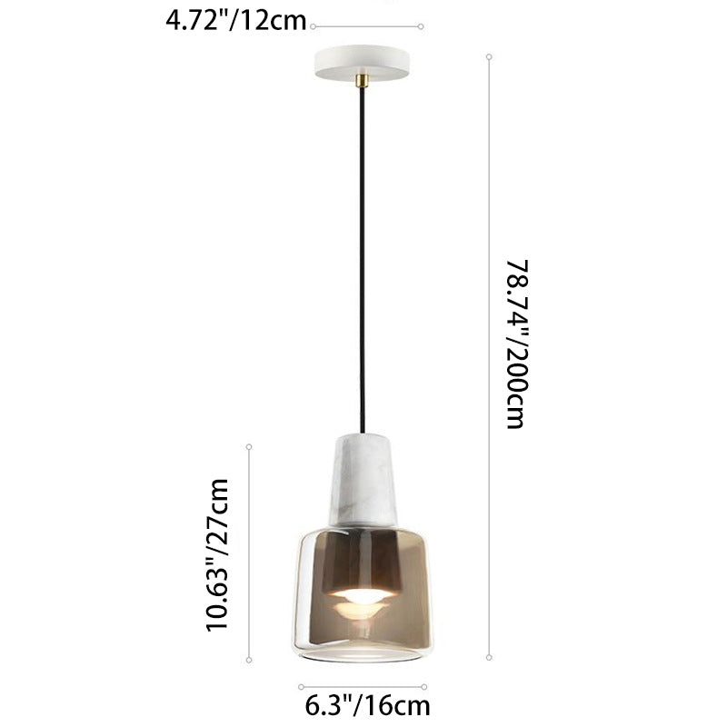 Contemporary Nordic Marble Glass Column 1-Light Pendant Light For Bedside