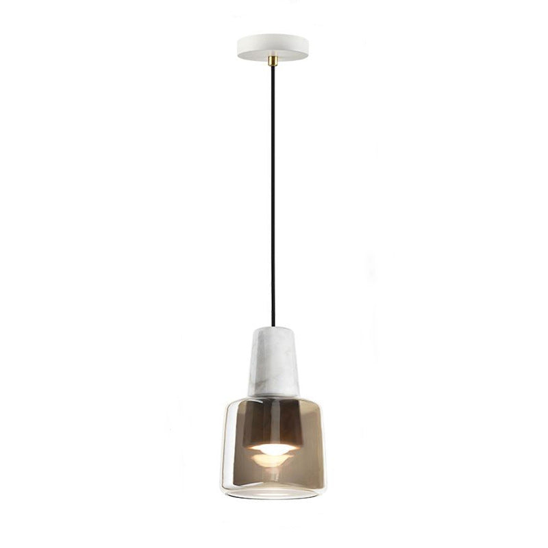 Contemporary Nordic Marble Glass Column 1-Light Pendant Light For Bedside