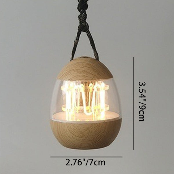 Contemporary Retro Rechargeable Aluminum Acrylic Egg Hanging LED Table Lamp Small Night Light For Bedroom