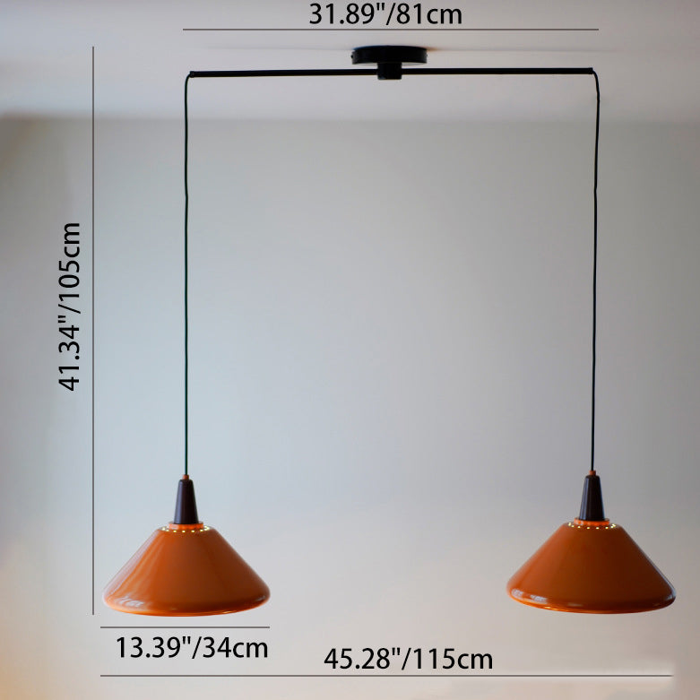 مصباح معلق مخروطي معدني تقليدي عتيق من الحديد بنصف ضوء لغرفة الطعام