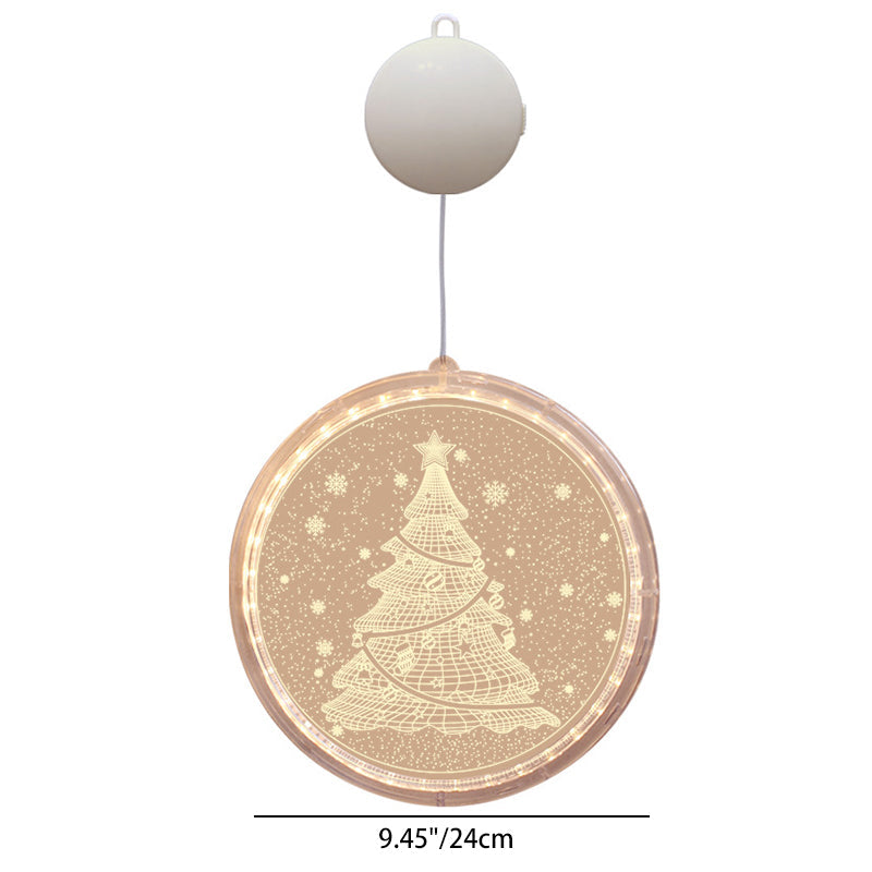 モダンアールデコ 電池式 PS製 ラウンド型 サンタ クリスマスツリー ベル 鹿 雪 吸盤 LED 壁付け照明 ダイニングルーム用 装飾ライト