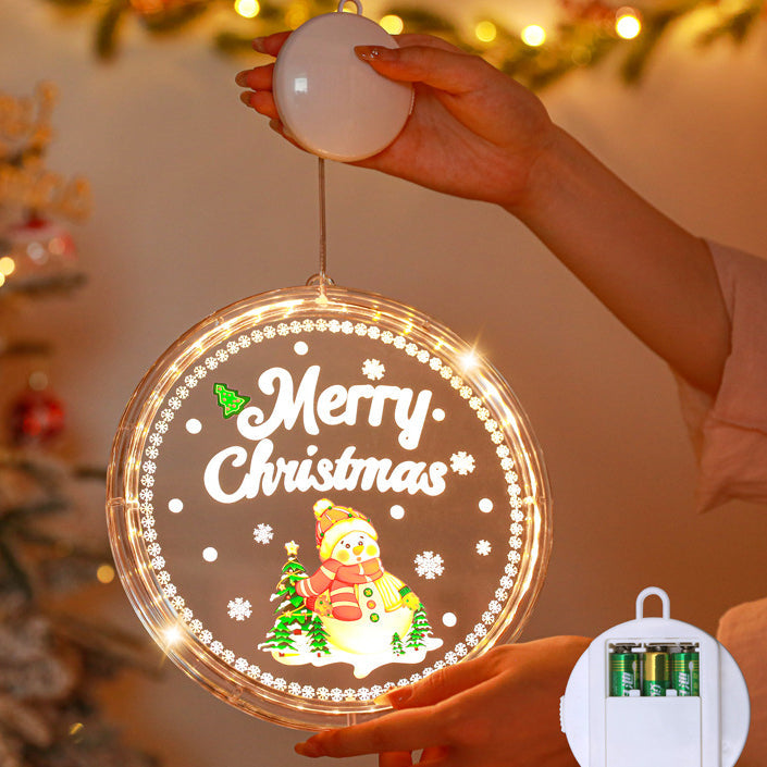 Modern Art Deco Battery PS Round Painted Santa Christmas Tree Bell Deer Snow Suction LED Wall Sconce Lamp Decoration Light For Dining Room