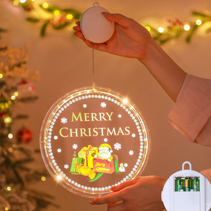 Modern Art Deco Battery PS Round Painted Santa Christmas Tree Bell Deer Snow Suction LED Wall Sconce Lamp Decoration Light For Dining Room