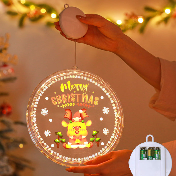 Modern Art Deco Battery PS Round Painted Santa Christmas Tree Bell Deer Snow Suction LED Wall Sconce Lamp Decoration Light For Dining Room