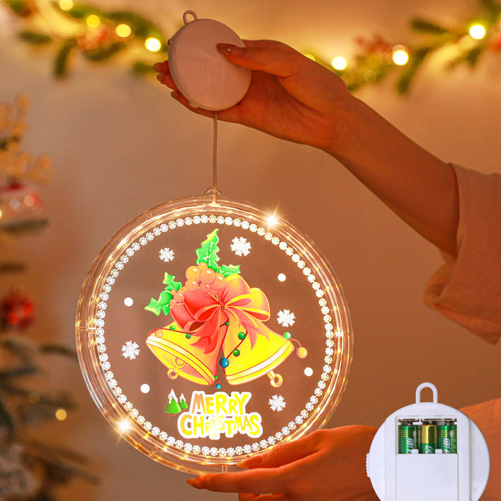 Modern Art Deco Battery PS Round Painted Santa Christmas Tree Bell Deer Snow Suction LED Wall Sconce Lamp Decoration Light For Dining Room