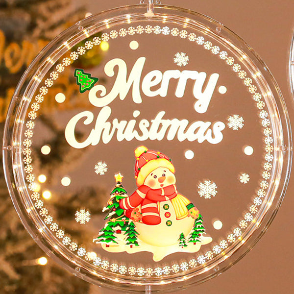 Modern Art Deco Battery PS Round Painted Santa Christmas Tree Bell Deer Snow Suction LED Wall Sconce Lamp Decoration Light For Dining Room