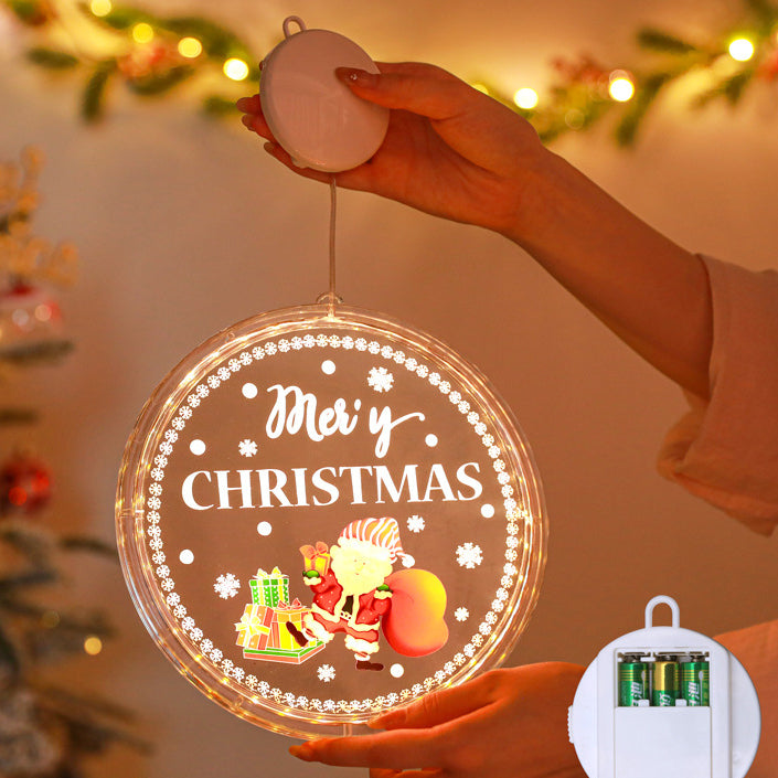 Modern Art Deco Battery PS Round Painted Santa Christmas Tree Bell Deer Snow Suction LED Wall Sconce Lamp Decoration Light For Dining Room