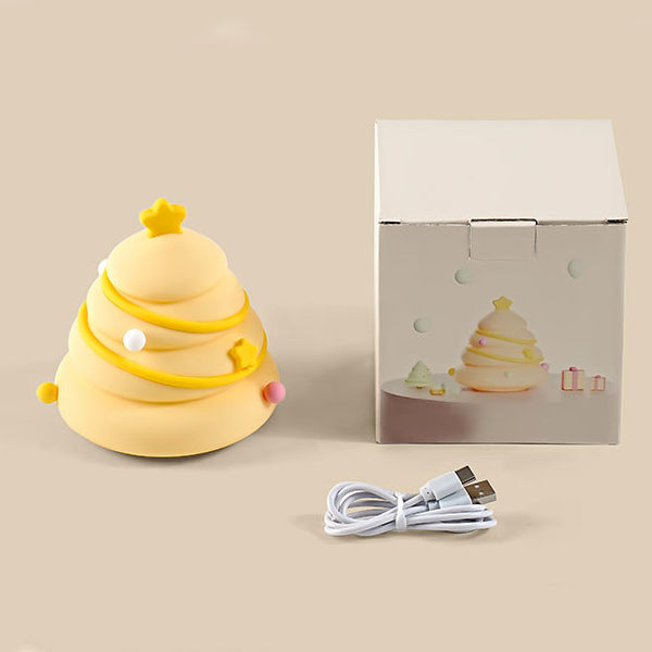 Contemporary Creative Rechargeable Silica ABS Christmas Tree LED Table Lamp Night Light For Bedroom